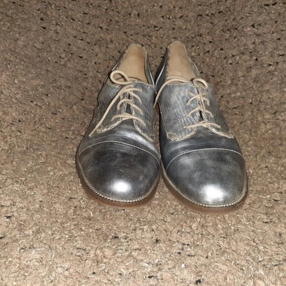 MITICA-Distressed Silver Cut-Out Derby Loafers-Lace Up-Sz 40-Excellent - Picture 3 of 7